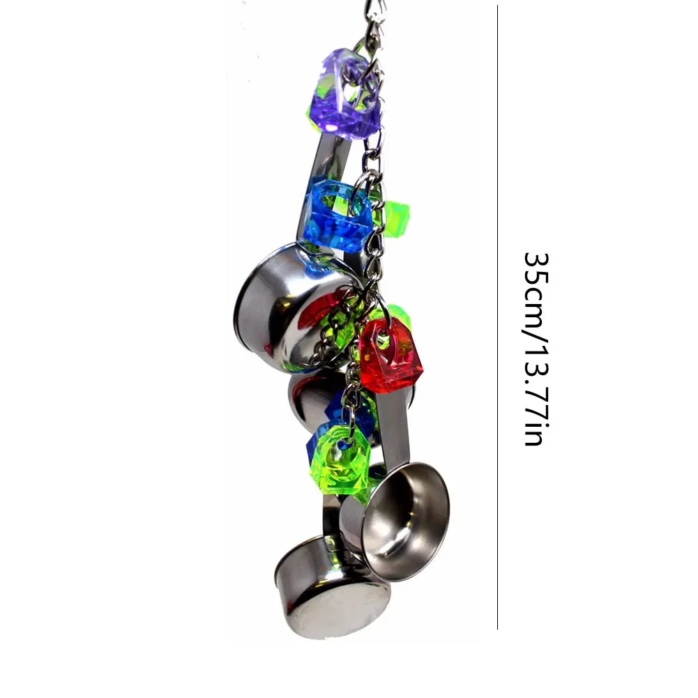 

Bird Toys Swing Parrot Cage Spoon Bell Hanging Climb Pet Parrot Toys Cockatiel Parakeet African Grey Bird Bites Chew Sound Toys