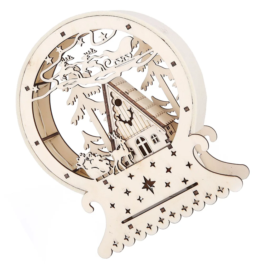 

1Pc Chic LED Light Ornament Decorative Wooden Craft Christmas Home Ornament