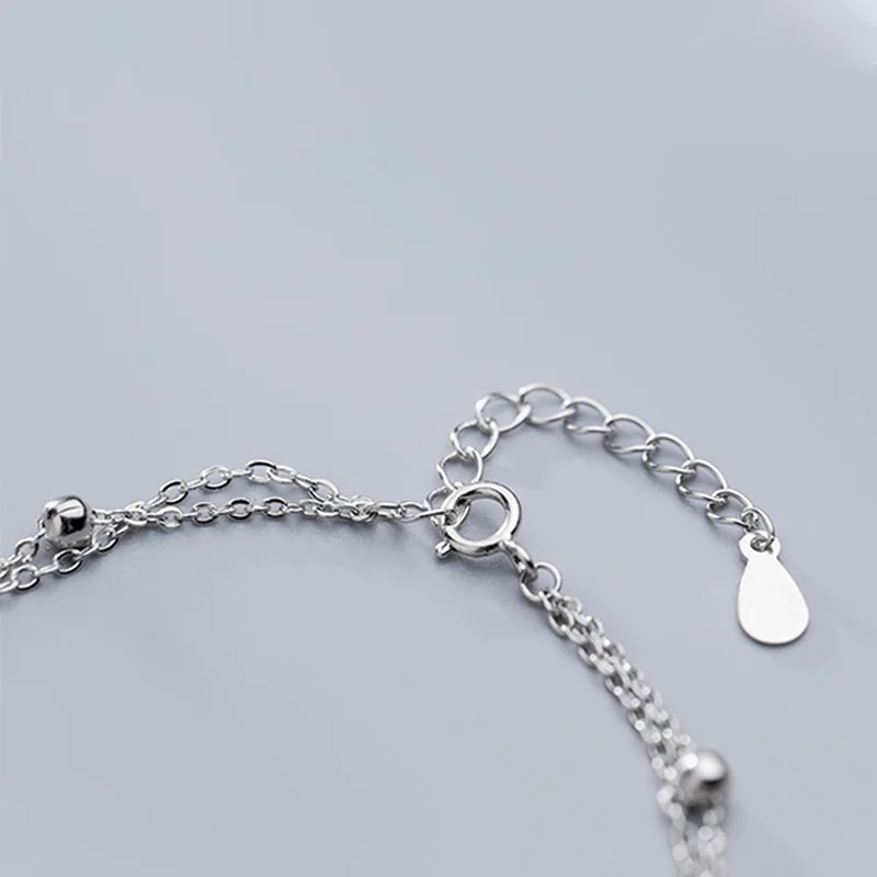 Ножная цепочка простой двухэтажный ножной браслет из стерлингового серебра 925