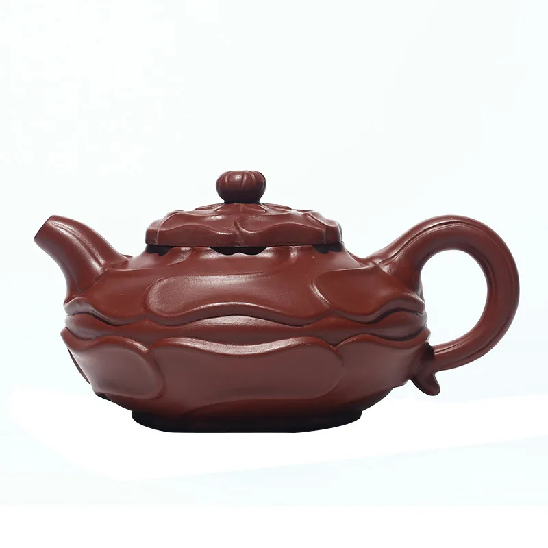 

Yixing Wind Volume Sunflower Dark-red Enameled Pottery Teapot Raw Ore Bright Red Robe Pure Manual Famous Teapot