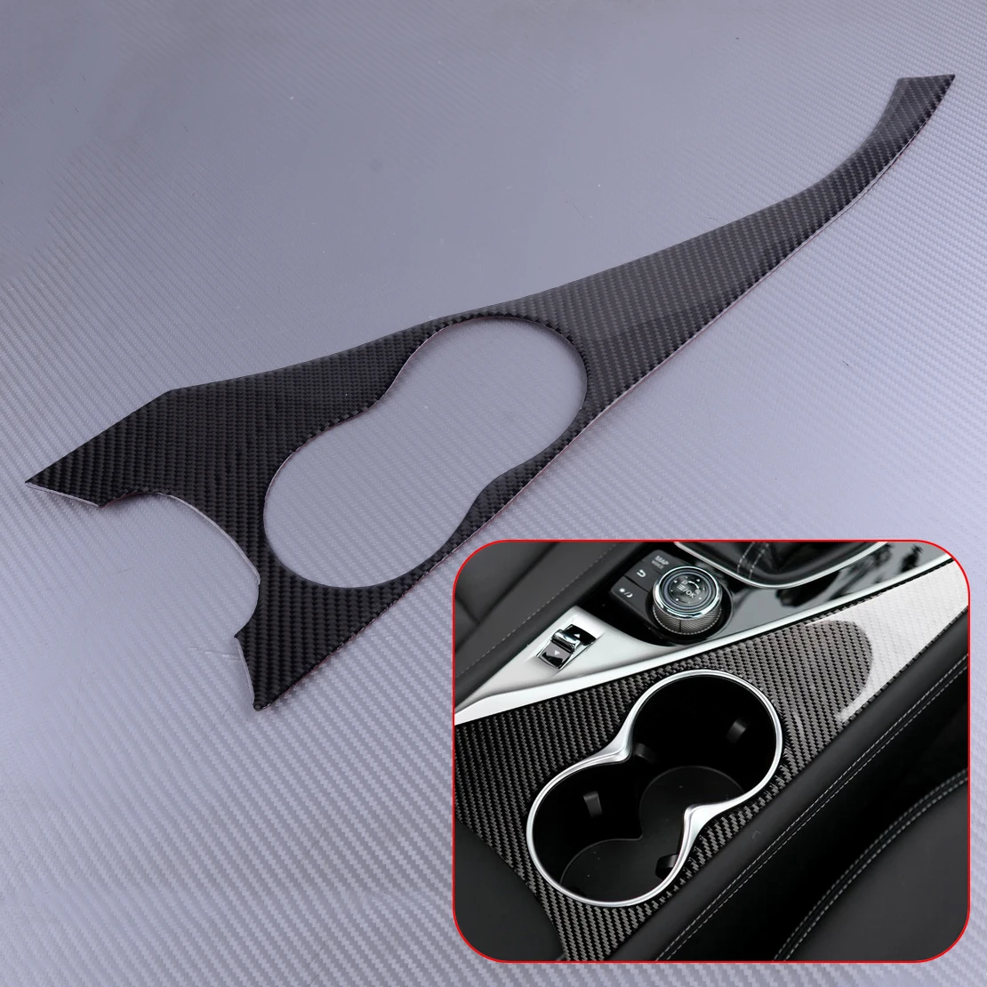 

DWCX углеродное волокно черный Автомобильный держатель для стакана с водой в салон отделка панель крышка подходит для Infiniti Q50 2014 2015 2016 2017 2018 2019