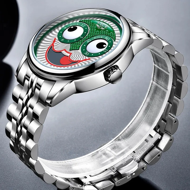 Creative Design Big Dial Joker Mechanical watches Wrist Watches Stainless Stell  Waterproof Sports Chronograph Relogio Masculino