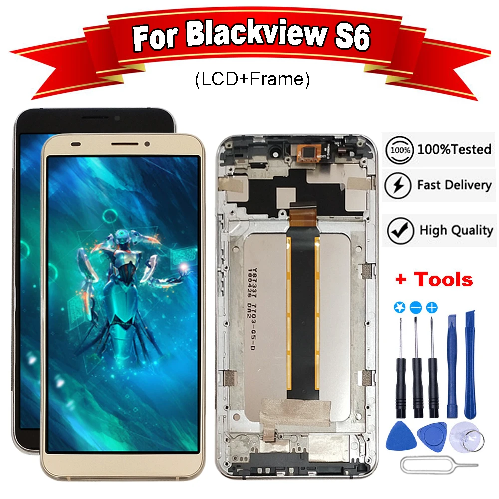 ЖК дисплей 5 7 дюйма для Blackview S6 с рамкой и сенсорным экраном 100% протестированный