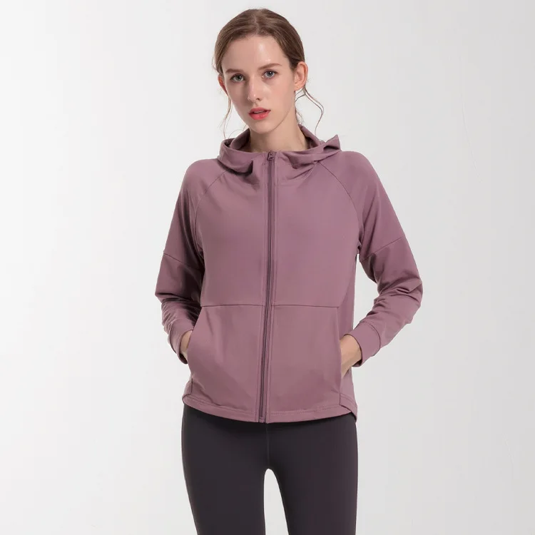 

Women Zipper Fitness Sports Jacket Casual Long Sleeve Yoga Coat Running Fitness Hooded Top Gym Clothing