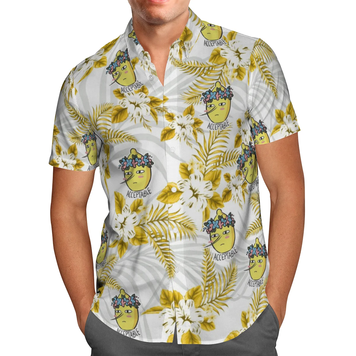 

Golden Weed Print Short Sleeve Shirts For Men Loose Cardigan Button Shirt Plus Size Hawaiian Style Summer 2021 Ventilated Shirt