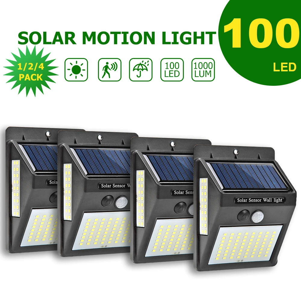 Настенный светильник на солнечной батарее с датчиком движения 100