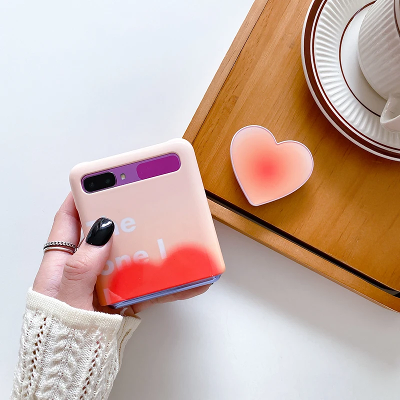 

Love Shape Holder Case for Galaxy Z Flip 5G F7000 Cover Gradient Ultra-thin Case for Funda Para ZFlip Galaxy 5G Cases