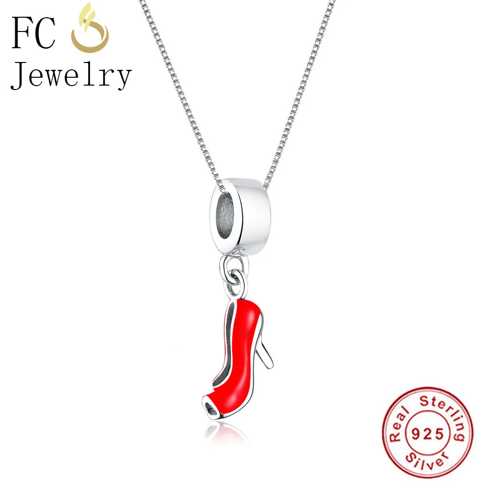 FC Jewelry 925 серебро 2018 пробы Красная эмаль маленький Высокий каблук Женская цепочка