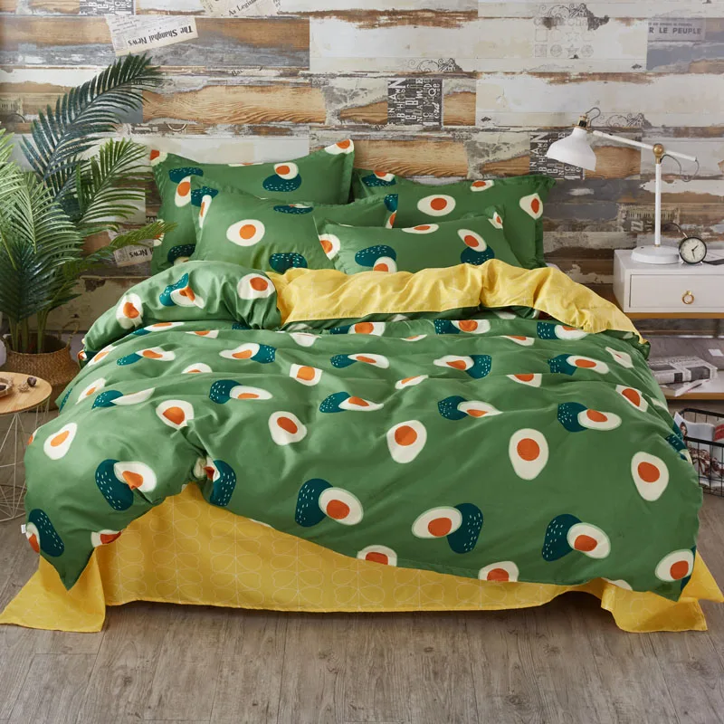

Avocado Cartoon Bedding Set Luxury Duvet Cover King Queen Size Printing Bed Set Home Textiles Bedclothes Bedspread on The Bed