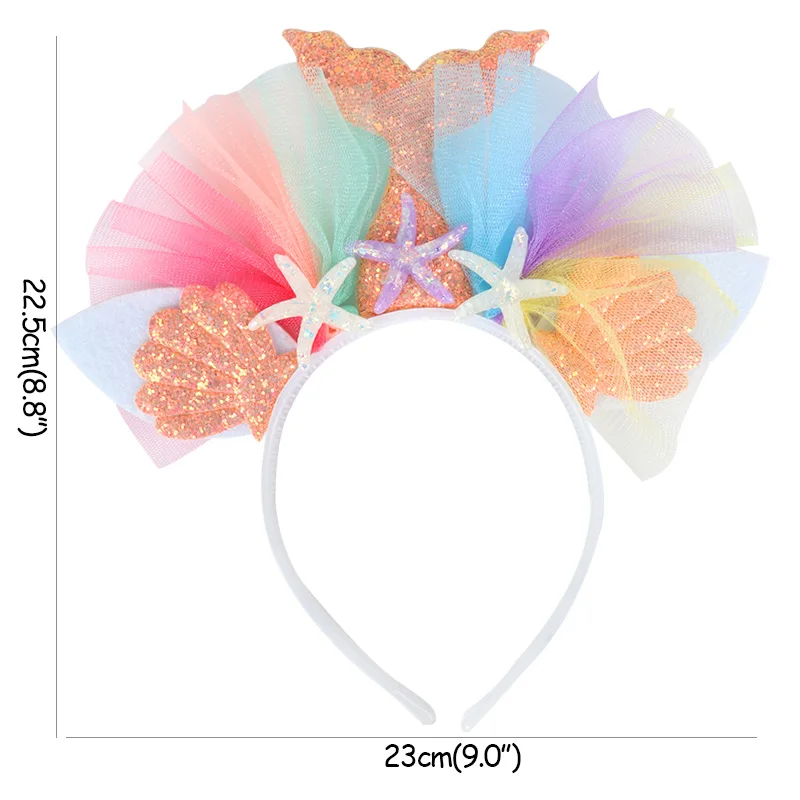 Headband Set 9 WEIGAO, вечерние ободки в виде короны Русалочки, головной убор в виде хвоста Русалочки, реквизит для фотосессии для девочек на первый день рождения, аксессуары для волос в виде Русалочки - Цвет: Headband Set 9