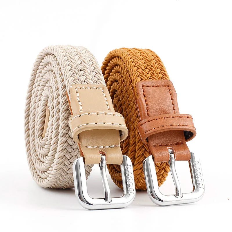 2022 New Casual Kids Belt Woven Stretch Solid Color Men's Fashion Knit Pin Buckle Belt For Boys Girls Designer Belts Wholesale