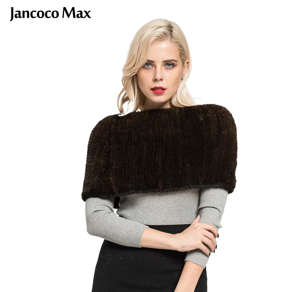 Jancoco Max Новый стиль женские толстый вязаный снуд настоящие норковые меховые шарфы