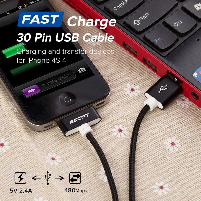 USB-кабель EECPT для iPhone 4S 4 s iPad 2 3 iPod Nano iTouch 30 Pin оригинальный зарядный кабель