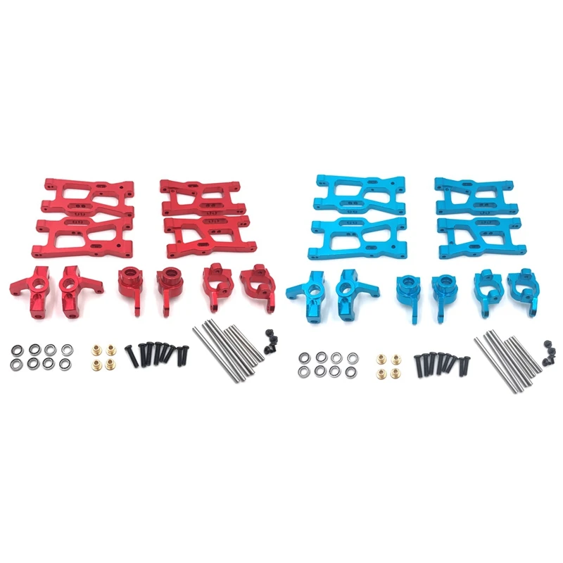 

2 набора, металлический рулевой стакан, поворотный рычаг, комплект деталей для WLtoys 144001 1/14 124018 124019, красный и синий