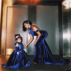 Темно-синие платья для матери и дочери на выпускной, платья для празднования дня рождения для мам и девочек, индивидуальное платье