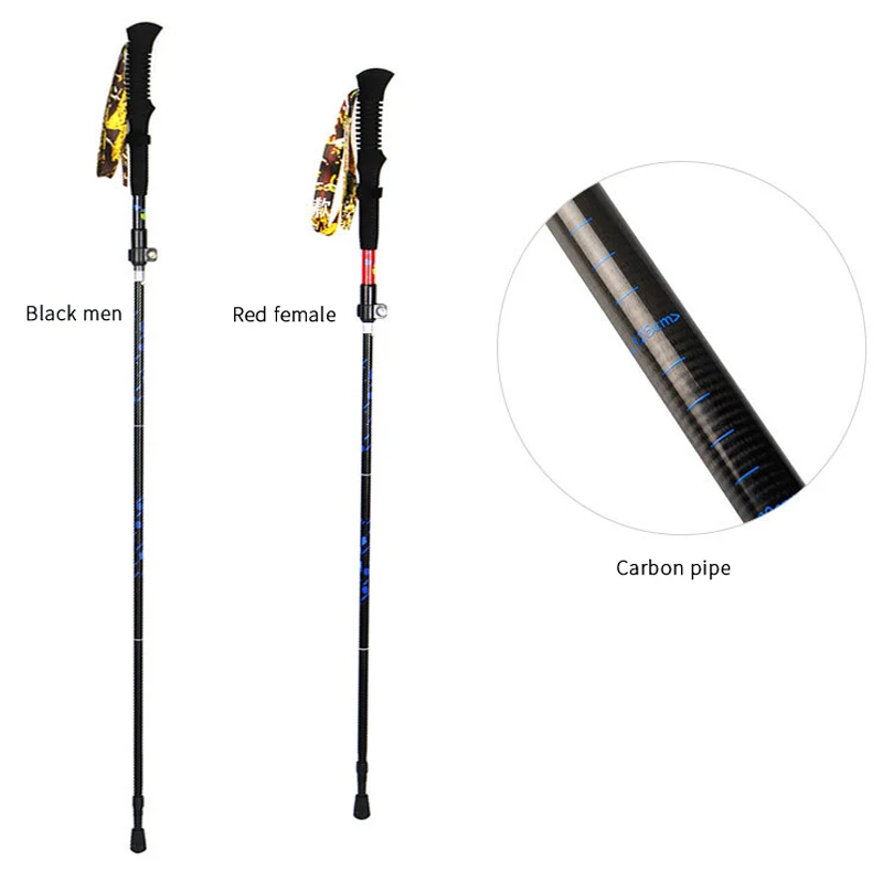 Складная карбоновая алюминиевая палка для треккинга 5 секционная