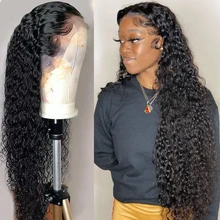 Peluca de cabello humano rizado brasileño para mujer, postizo de onda profunda 13x4, Hd, con encaje Frontal completo, 30 pulgadas