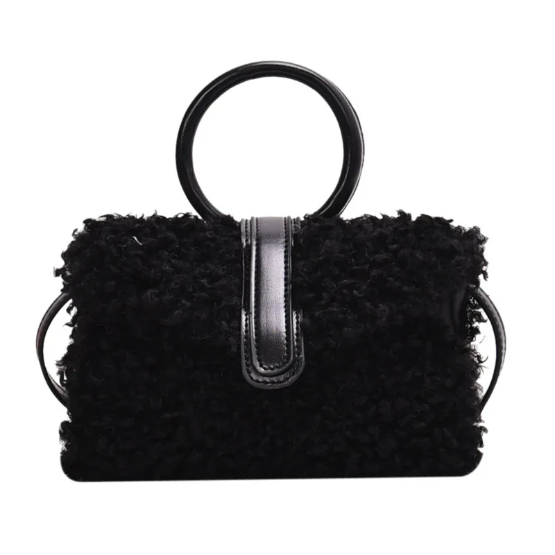 

Foreign Style Bag Lamb Fur Bag Handbag Female 2020 New Style Fashion Messenger Bag Furry Fluffy