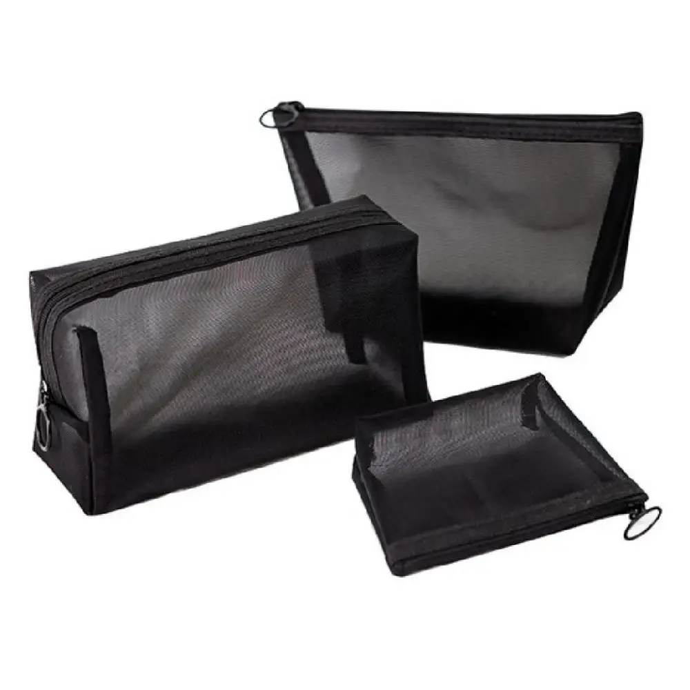 

1PC women Cosmetic Bag black Transparent Mesh Make Up Bags Fashion small Large Black Toiletry Makeup Organizer Bags Beauty Case