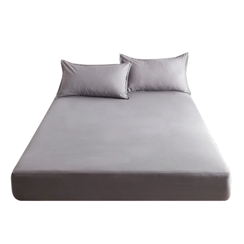 

1Pcs Solid Color Cotton Sheet Fitted Four Corners Elastic Band Plain Mattress Cover Non-slip Fixed Bedding Home Textile Bedsheet