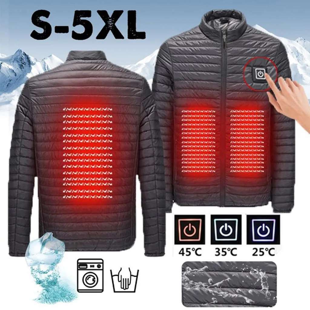 

2019 Winter Men's Smart USB Abdominal Back Electric Heating Warm Jacket Coats New Fashion Chaqueta Hombre Streetwear