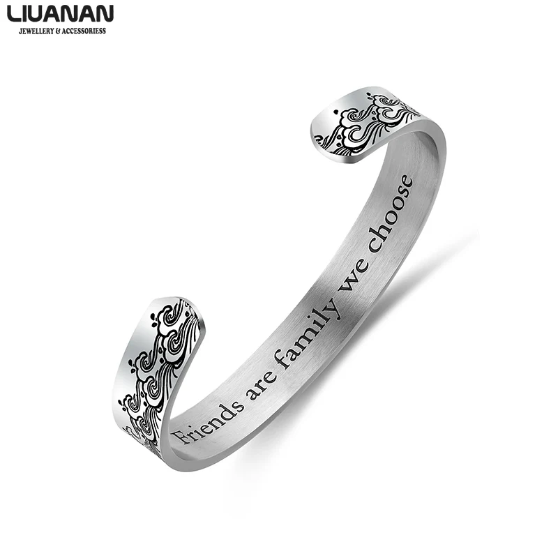 

10mm Best Friends Stainless Steel Cuff Wide Bracelet Jewelry Gift for Women Friends Friendship Jewelry Engraved Mantra Bracelet