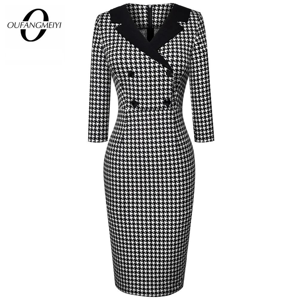 Винтажное классическое очаровательное модное шикарное платье карандаш с v