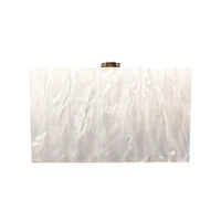 luxury brand handbag solid pearl white acrylic clutch purse designer chain shoulder crossbody bags mini wallet party evening bag