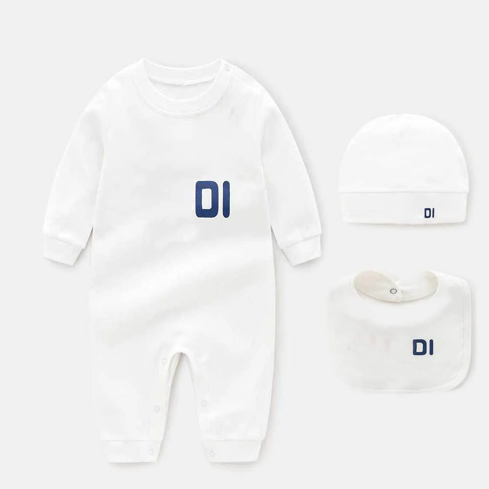 

summer newborn baby clothes new born baby boy girl romper 3 pcs sets Cotton lovely Letter long sleeved toddler infant clothing