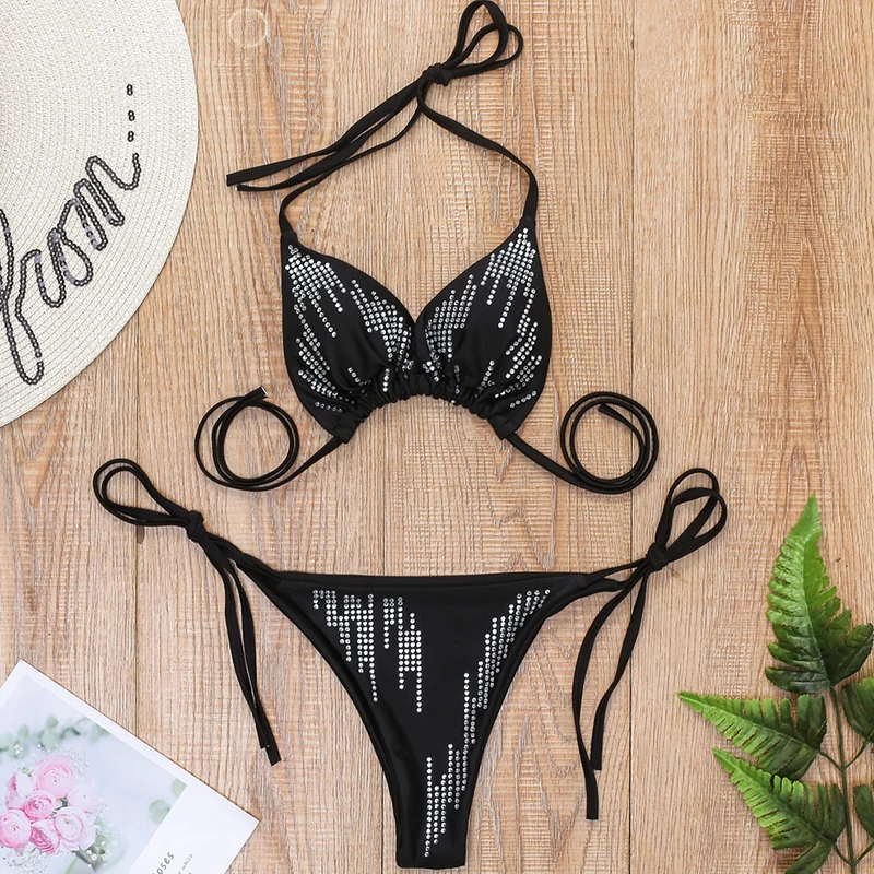 In-X Sexy Brazilian bikinis 2020 Mujer Shiny bright swimsuit female Micro biquini Rhinestone swimwear women Push up bathing suit | Женская