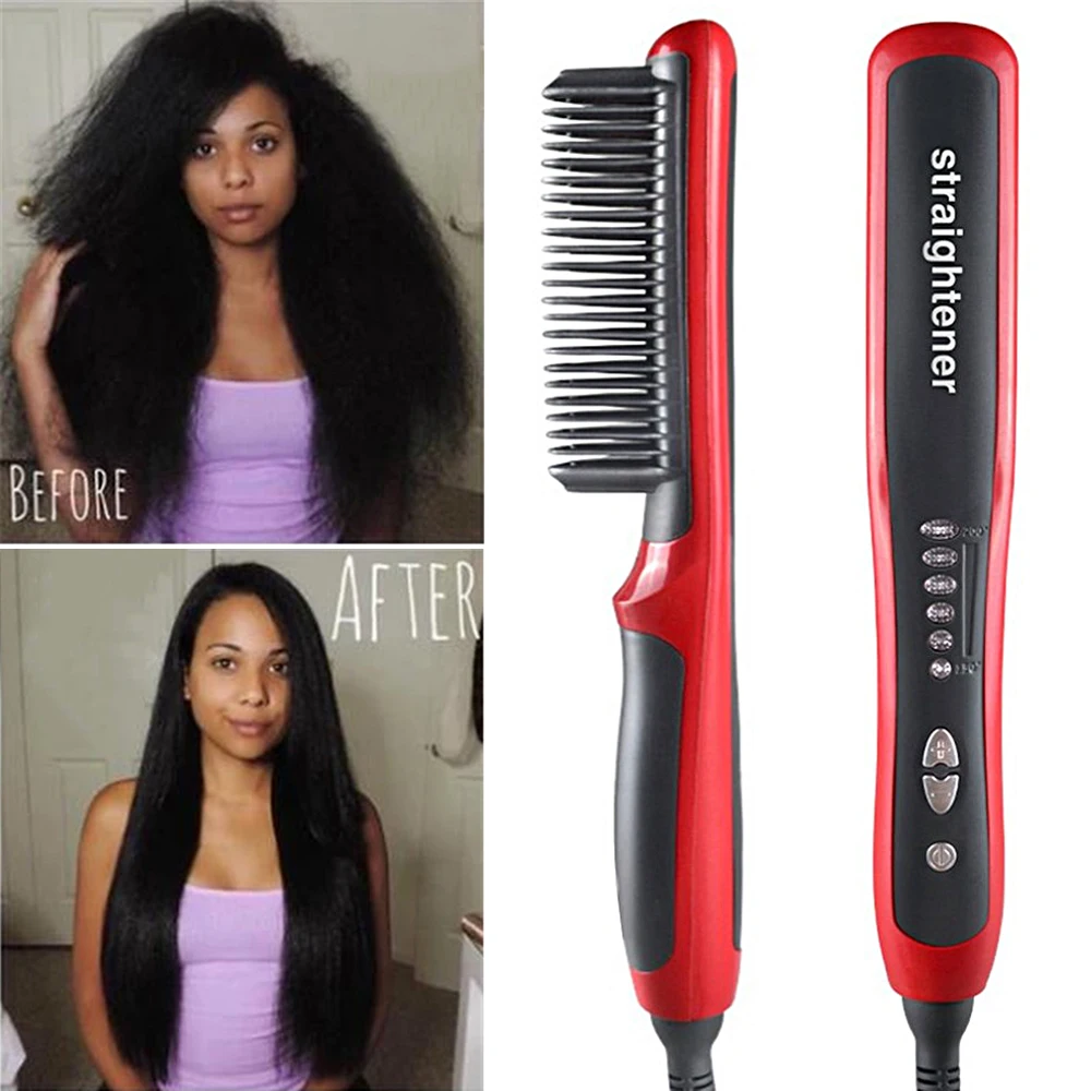 

Multifunctional Beard Hair Straightener Styler Brush Heat Hair Ceramic Curler Electric Straightener Hot Comb Hair Care Machine