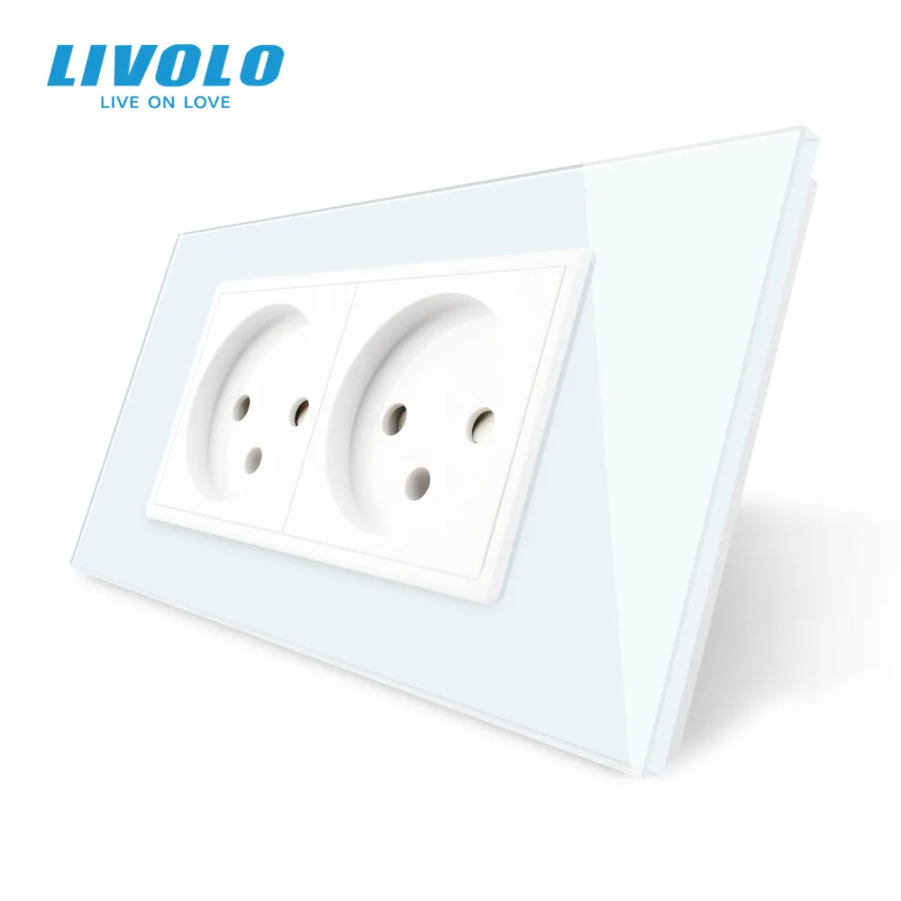 

Original LIVOLO Double Israel Power Socket, 16A Tempered White/Black Glass Panel, AC 100~250V,Siamesed Design,Usb Outlet Wall
