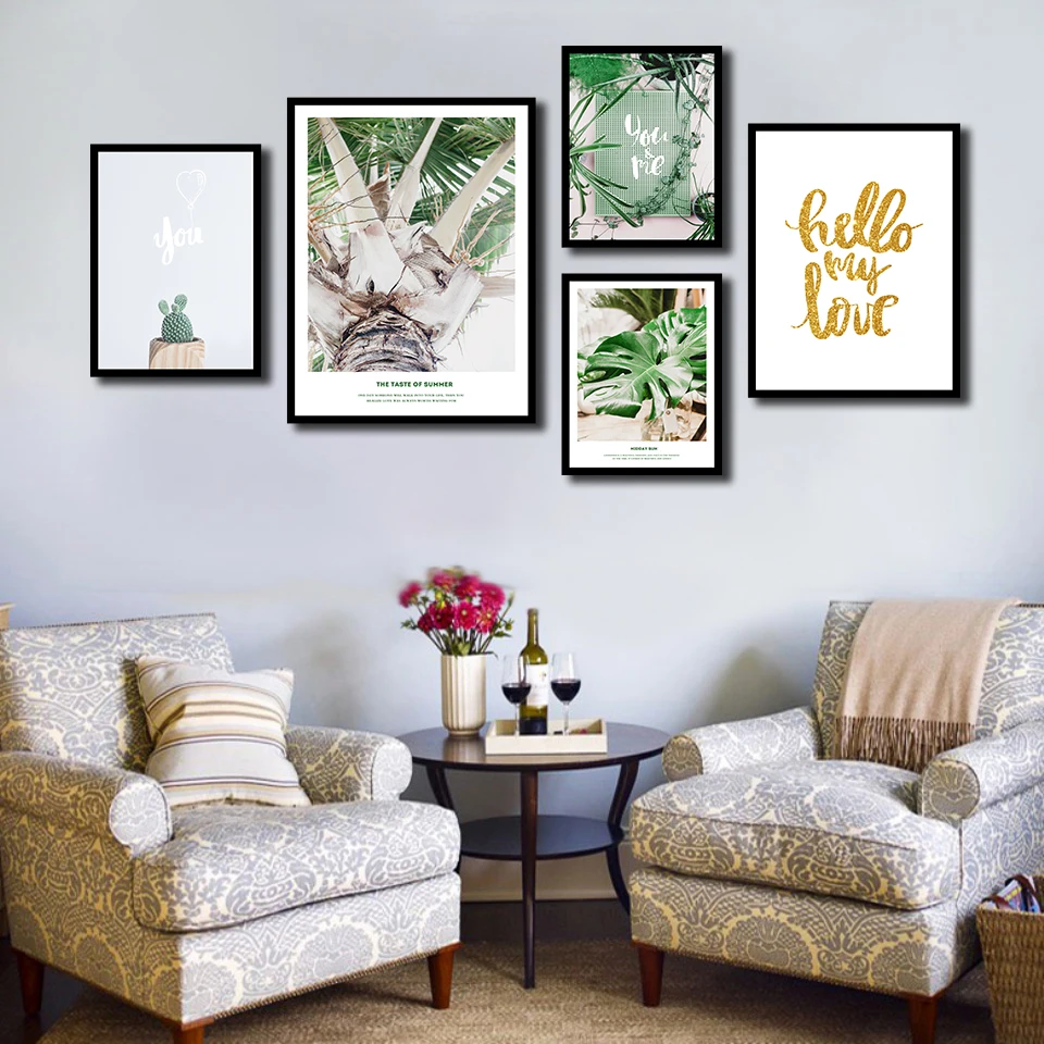 

Плакаты и принты в скандинавском стиле с изображением пальмы и кактуса, облаков, пляжа, настенная живопись на холсте, настенные картины для ...