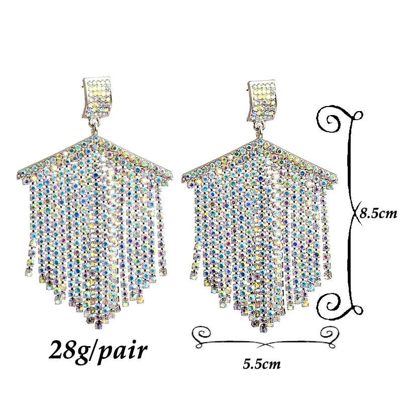 Новое поступление высококачественные длинные цветные стразы висячие серьги с