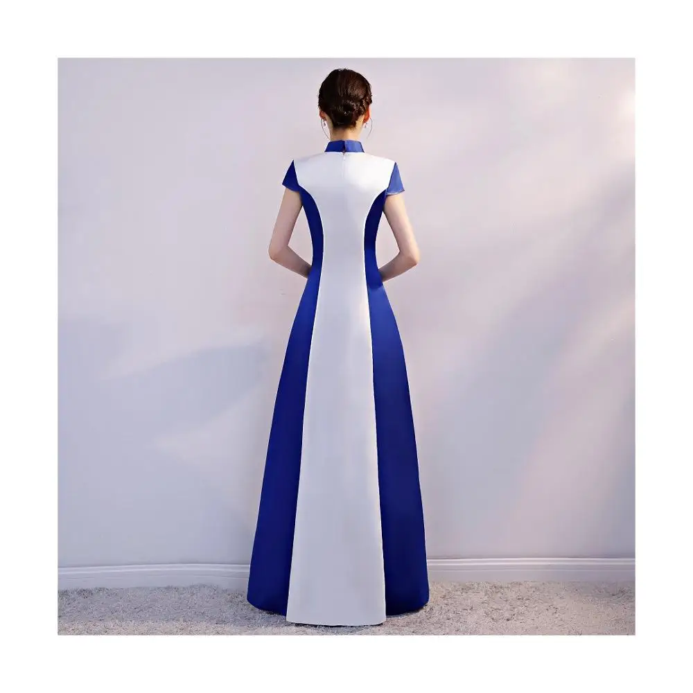 sexy Standing collar Blue and white porcelain improved cheongsam Embroidery Chinese evening dress Vestidos Size S-XXL | Тематическая