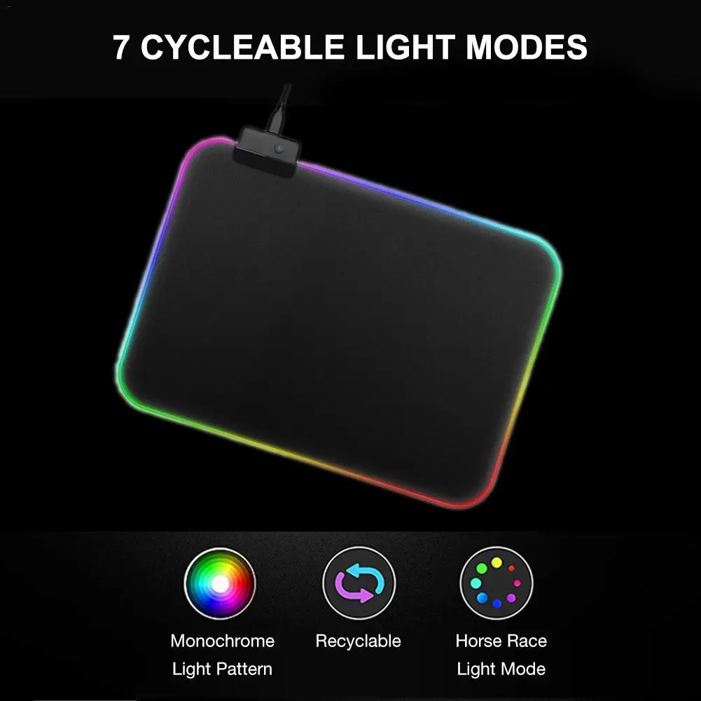 Игровой коврик для мыши RGB большой геймеров компьютерный со светодиодной