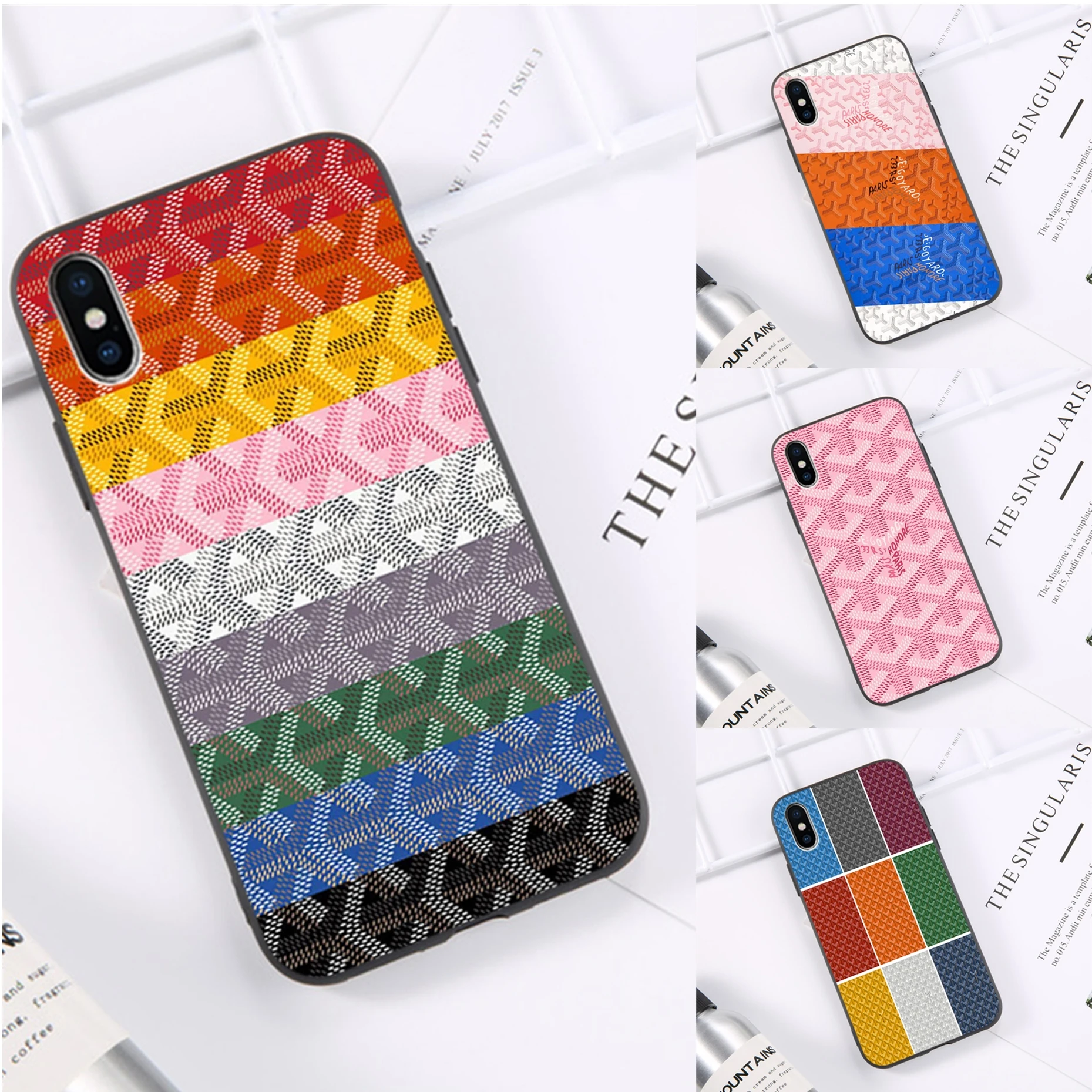 Чехол для красочного Goyard TPU Мягкий силиконовый черный чехол телефона iPhone 11 pro XS MAX 8