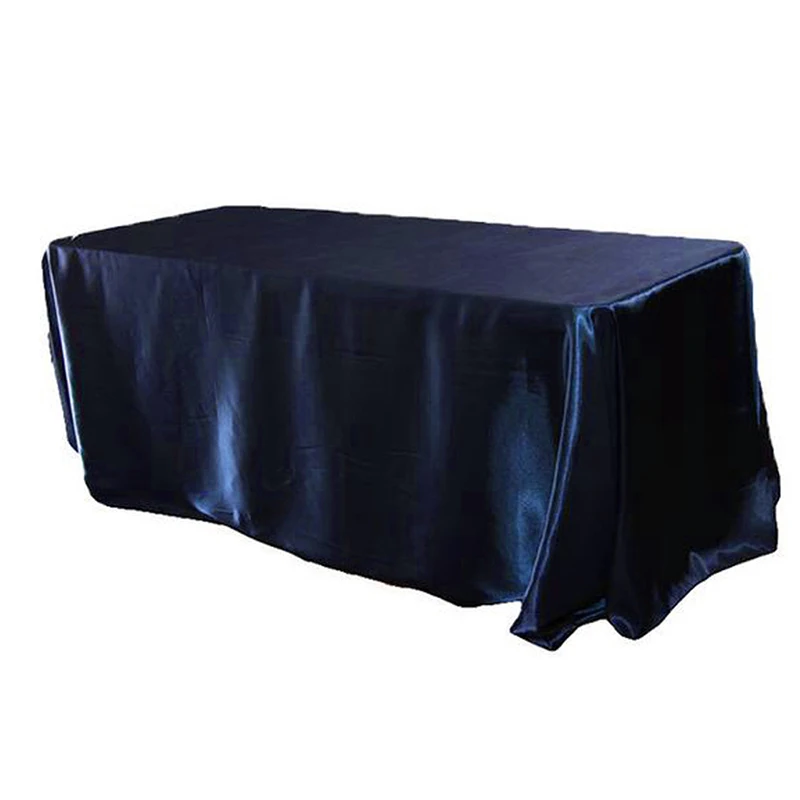 Navy Blue 1 шт. атласная Скатерть прямоугольный банкетный стол в гостинице ткань для свадебной вечеринки Рождественская скатерть украшение дома - Цвет: Navy Blue
