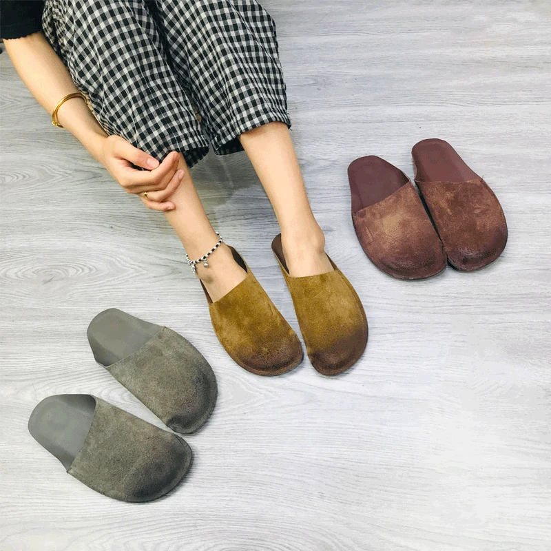 Careaymade/женские сандалии Новинка Baotou Тапочки без застежки Натуральная кожа