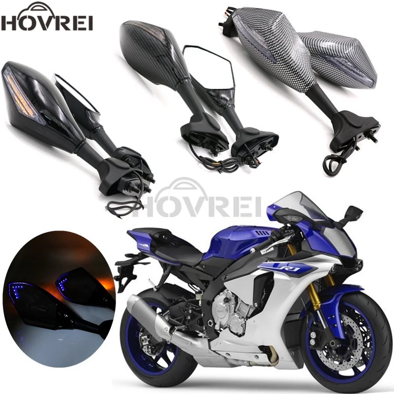 Мотоцикл синий светодиод поворотные зеркала индикаторы боковые заднего вида для