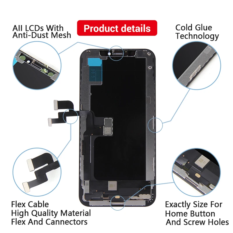 Pantalla t&aacute;ctil AAA +++ Incell 5,8 para iPhone XS, repuesto de digitalizador, reparaci&oacute;n perfecta de tel&eacute;fono, 5 uds.-1