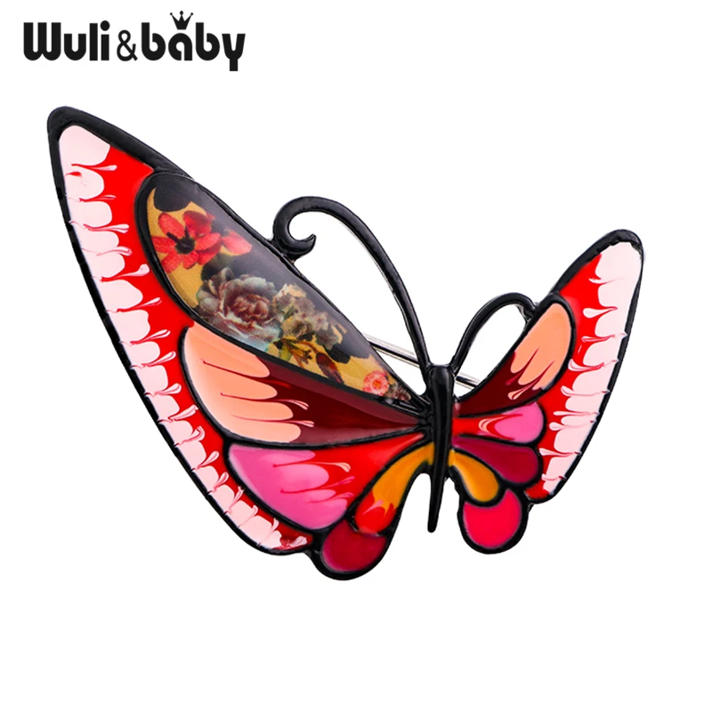Женская Брошь-бабочка Wuli & baby 4 цвета эмалированная брошь в форме бабочки с