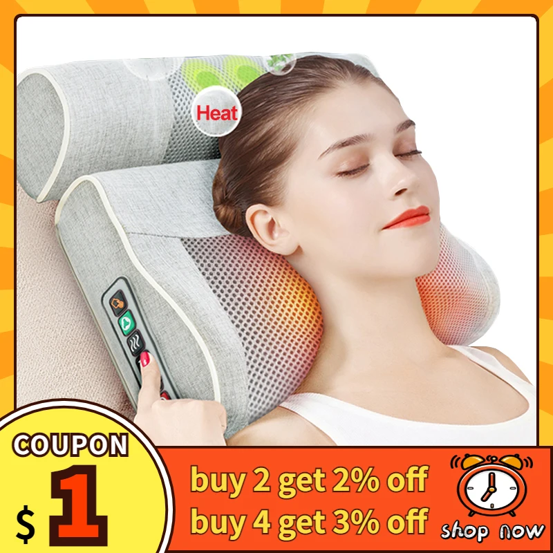 

Массажная подушка 2 в 1, для шеи, спины, плеч, поясницы, тела, электрическая вибрация, массажер для шейного отдела позвоночника подарок