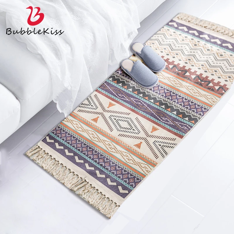 

Ковер в богемном стиле Bubble Kiss, современные хлопковые ковры с кисточками для гостиной, спальни, Декор, ковер с геометрическим узором для дево...