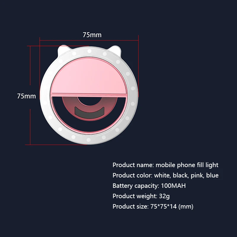 

Mini LED Selfie Ring Light Supplementary Lighting Night Darkness Selfie Enhancing Fill Light For Phones For All Cell Phones