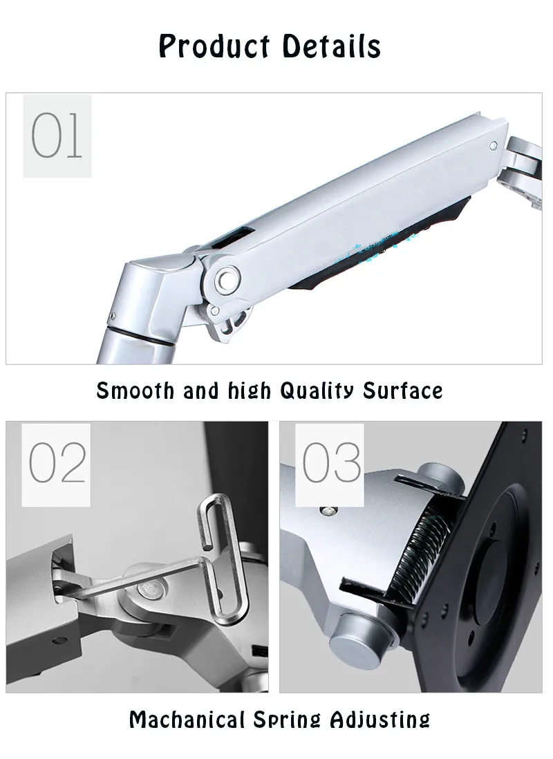 

Aluminum Alloy Mechanical Wall Mount Monitor Holder Full Motion Mount LCD TV mount bracket Arm Monitor Holder with 3 arms