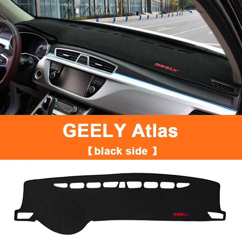 Черный Для GEELY Atlas Boyue Emgrand NL-3 Proton X70 крышка приборной панели автомобиля тире коврик солнцезащитный тент доска-планшет ковер LHD - Название цвета: Черный