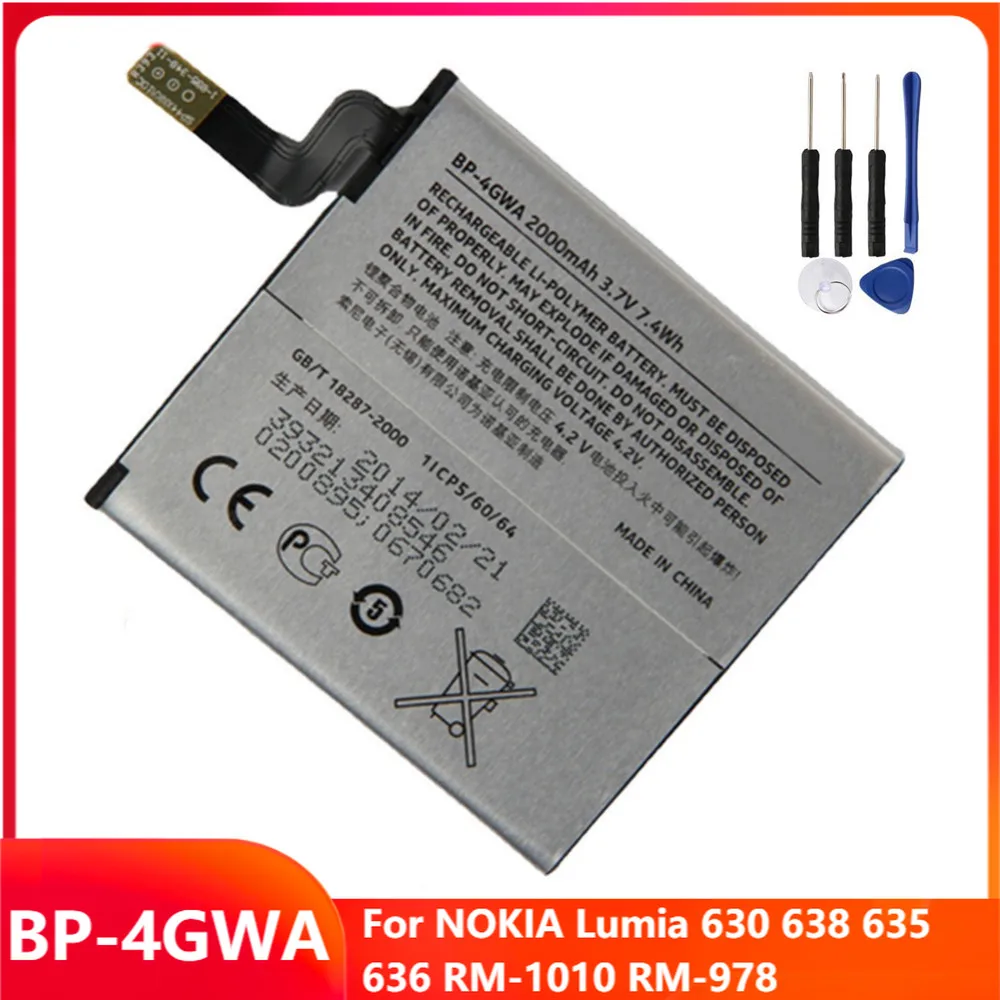 

Original Replacement Phone Battery BP-4GWA For NOKIA Lumia 630 638 635 636 RM-1010 RM-978 BP-4GWA Rechargable Batteries 2000mAh