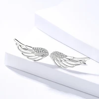 925 sterling silver earrings angel wings white feather earrings set zircon earrings for women popular temperamental earrings