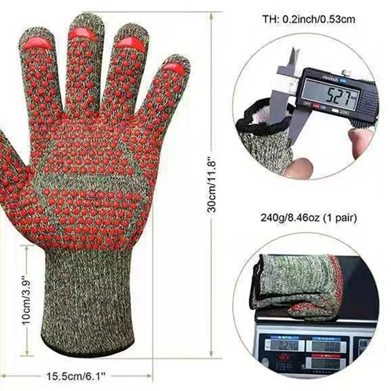 

High Temperature Resistant Gloves Outdoor Hunting Waterproof Cut-proof Gloves Fireproof Mitten Barbecue Multi-functional Gloves